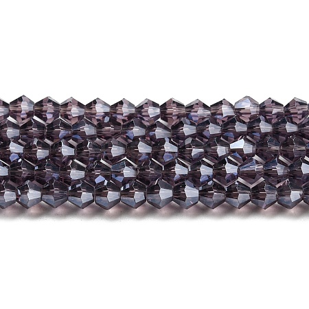Transparent Electroplate Glass Beads Strands GLAA-F029-4mm-C04-1