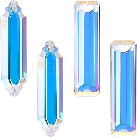 4pcs 2 styles Faceted Transparent Glass Big Pendants GLAA-PH0003-24-1