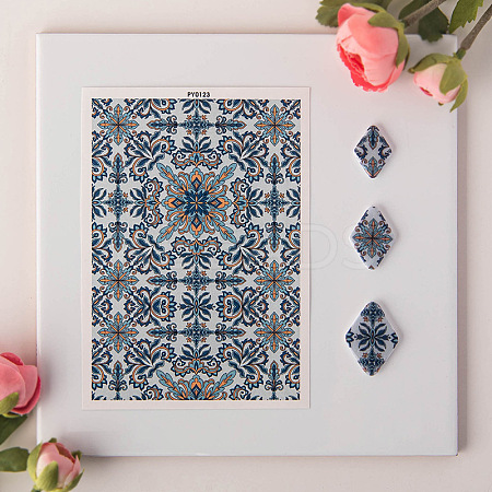 Flower Pattern Ceramics Clay Water Transfer Paper PW-WG52862-06-1