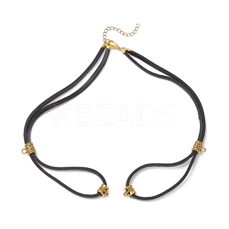 Cowhide Leather Cord Double Layer Necklace Making AJEW-JB01355-01-1