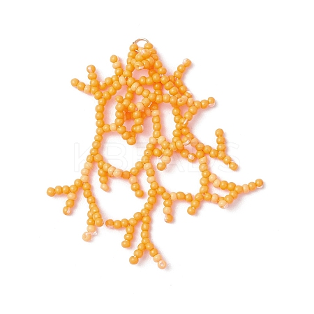 Handmade Glass Seed Beaded Coral Pendants PALLOY-MZ00765-02-1
