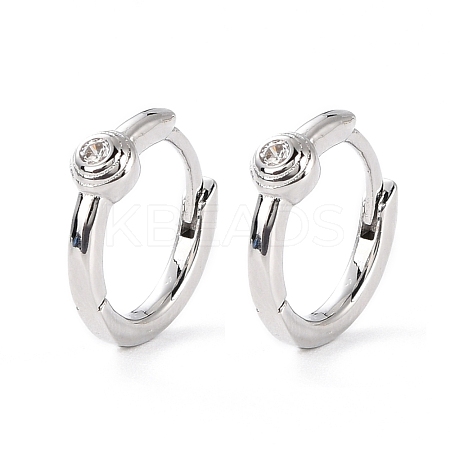 Rose Clear Cubic Zirconia Small Hoop Earring for Her EJEW-C002-08P-RS-1