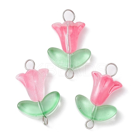 10Pcs Glass Connector Charms PALLOY-JF02321-A-1