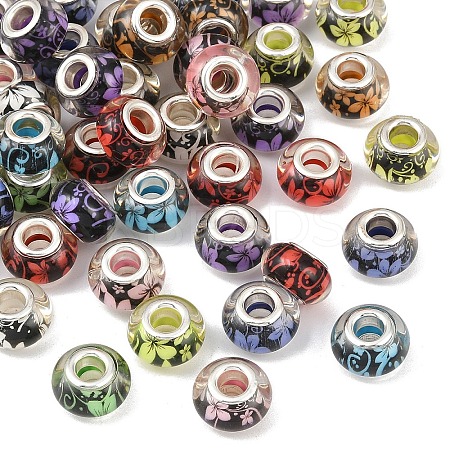 50Pcs Large Hole Flower Pattern Resin European Beads OPDL-YW0001-11-1