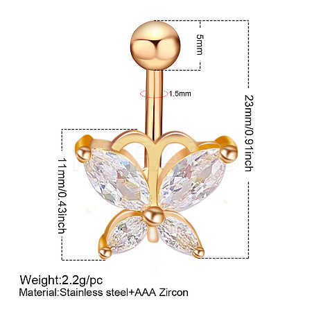 Clear Cubic Zirconia Belly Button Rings WG9960A-14-1