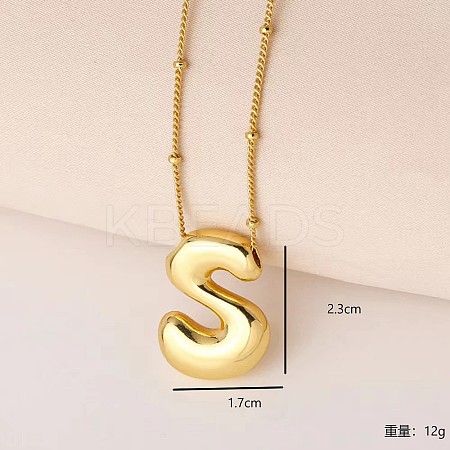 Simple and Stylish Brass Letter Pendant Satellite Chain Necklaces for Women Men GF2554-19-1