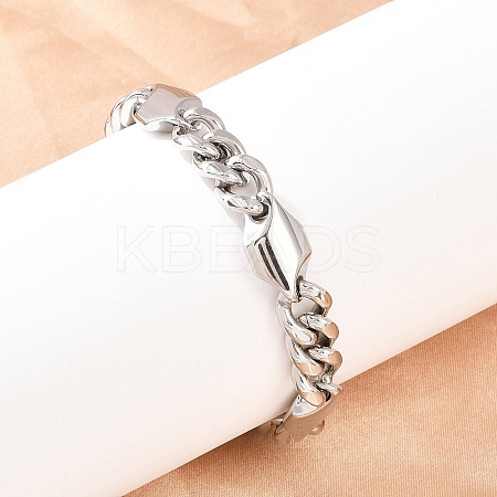 304 Stainless Steel Cuban Link Chain Bracelets BJEW-G766-02P-1