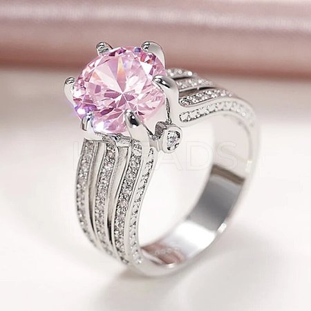 Brass Micro Pave Cubic Zirconia Finger Rings for Women FS-WGB56BB-07-1
