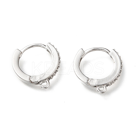 Brass Micro Pave Clear Cubic Zirconia Huggie Hoop Earring Findings LS-EJEW-O107-01P-1