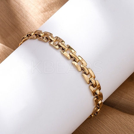304 Stainless Steel Panther Chain Bracelets for Women BJEW-C076-03G-1
