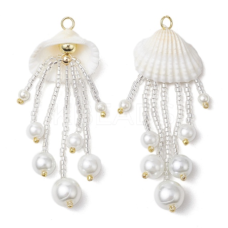 Glass Seed Beaded Jellyfish Pendants PALLOY-MZ00571-01-1