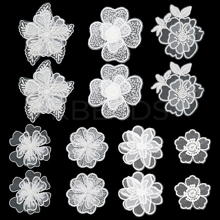 Gorgecraft 14Pcs 7 Style Lace Embroidery Sewing Fiber Ornaments DIY-GF0006-19-1