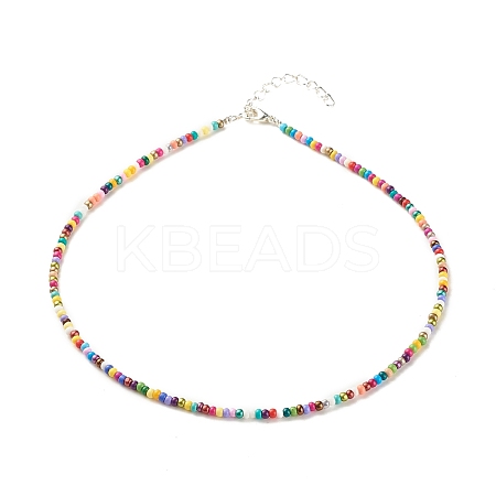 Glass Seed Beaded Necklace X-NJEW-JN03825-01-1