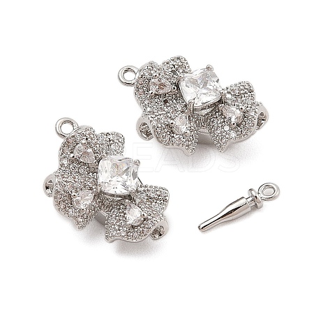 Brass Micro Pave Clear Cubic Zirconia Box Clasps LS-KK-C075-17P-1