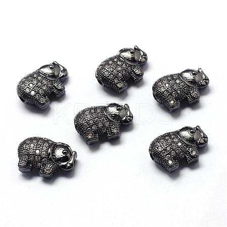 Rack Plating Brass Cubic Zirconia Beads ZIRC-S032-01B-1