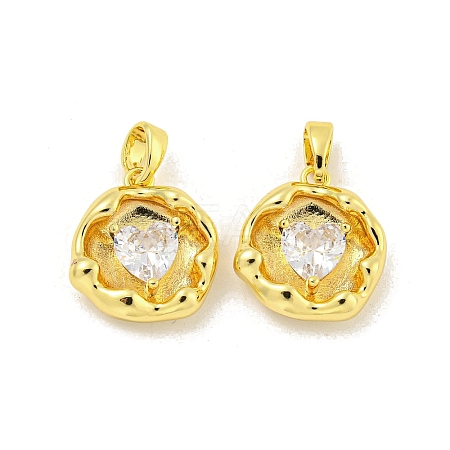 Brass Micro Pave Clear Cubic Zirconia Pendants KK-G490-03G-1