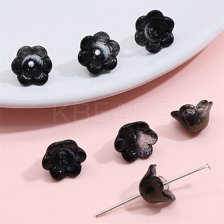 10Pcs Gradient Color Transparent Glass Bead Caps PW-WG464DA-17-1