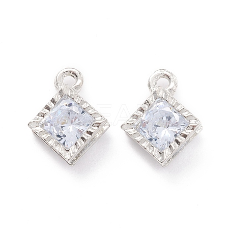 Alloy Clear Cubic Zirconia Charms ZIRC-A022-08P-1