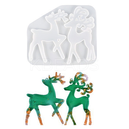 DIY Christmas Reindeer Pendant Silicone Molds DIY-P075-C03-1