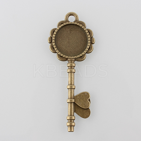 Tibetan Style Antique Bronze Alloy Key Pendant Cabochon Settings LS-TIBEP-M022-03AB-NF-1