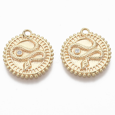 Brass Micro Pave Cubic Zirconia Pendants KK-R130-006G-NF-1