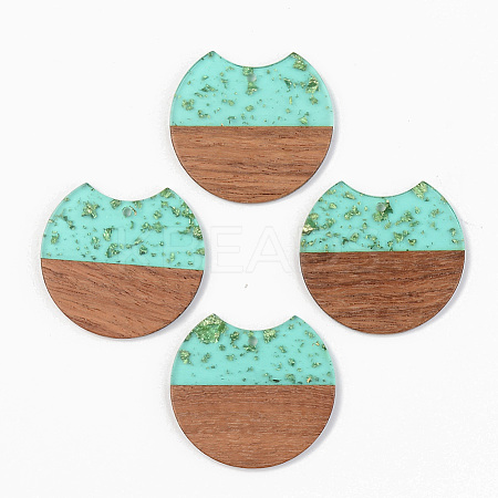 Transparent Resin & Walnut Wood Pendants LS-RESI-S389-001A-B03-1