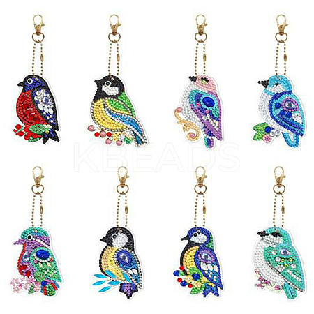 Bird DIY Diamond Painting Keychain Kit BIRD-PW0001-060-1