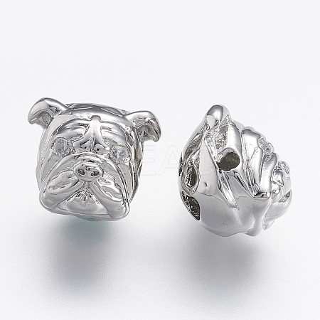 Brass Micro Pave Cubic Zirconia Puppy Beads ZIRC-F041-19P-1