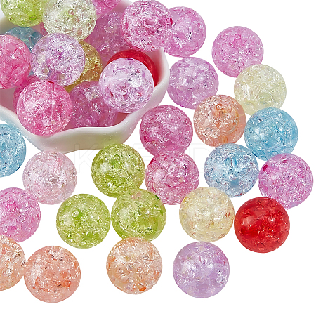 40Pcs Transparent Crackle Acrylic Beads PACR-PA0001-19-1
