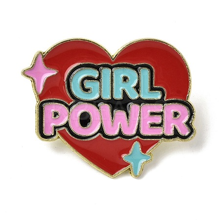 Word Girl Power Alloy Enamel Pins for Clothes for Women JEWB-F043-01D-1