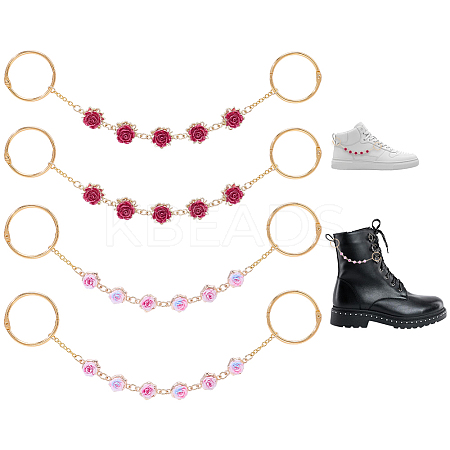 4Pcs 2 Styles Alloy & Resin Boot Strap Chains HJEW-HY00195-1