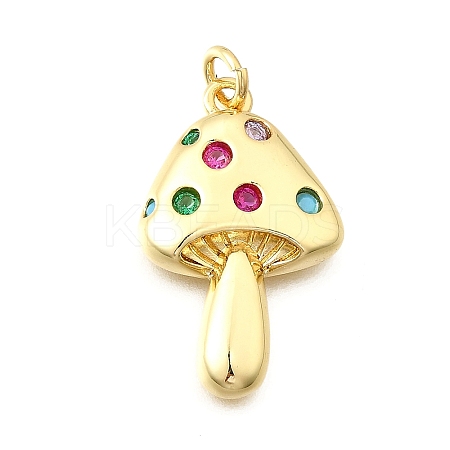 Brass Micro Pave Cubic Zirconia Pendants X-KK-F896-03G-1