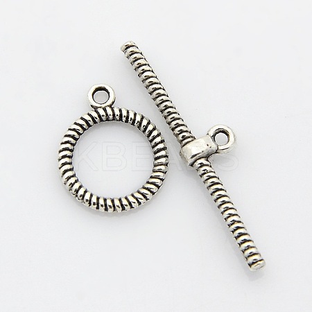 Tibetan Style Alloy Ring Toggle Clasps PALLOY-J471-23AS-1