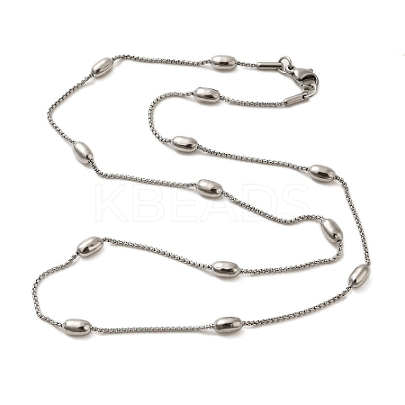 304 Stainless Steel Oval Link Chain Necklaces for Women NJEW-G150-01P-1