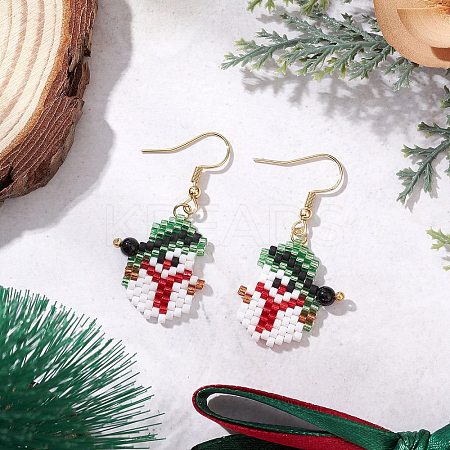 304 Stainless Steel Glass Christmas Theme Dangle Earrings EJEW-MZ00527-03-1