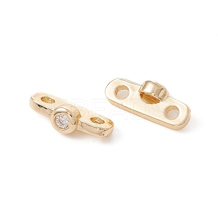 Rack Plating Brass Pave Clear Cubic Zirconia Connector Charms KK-G433-04LG-1