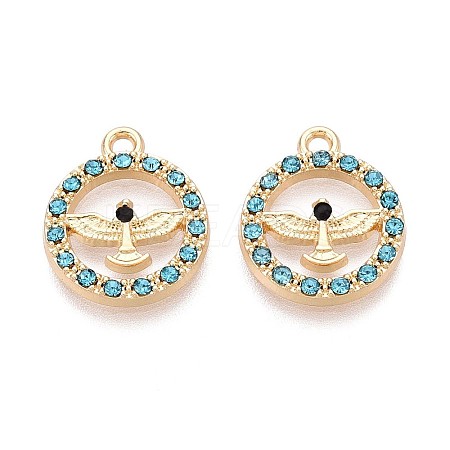 Rack Plating Alloy Rhinestone Pendants PALLOY-T091-22C-G-1