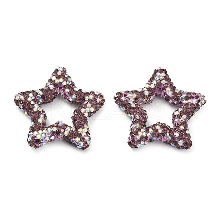Star Shape Polymer Clay Rhinestone Beads CLAY-NH0001-06F-1