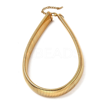 Ion Plating(IP) 304 Stainless Steel Flat Snake Chain Necklaces for Women NJEW-U049-01G-03-1