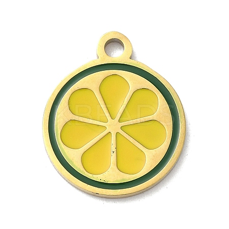 304 Stainless Steel Fruit Enamel Pendants STAS-G362-04G-03-1