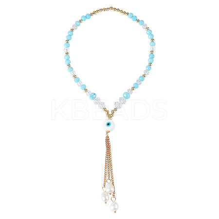 Glass & Pearl Beaded Car Hanging Decorations HJEW-DR00017-1