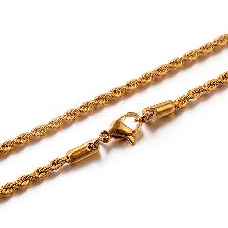 Ion Plating(IP) 304 Stainless Steel Rope Chain Necklaces STAS-M174-012G-1
