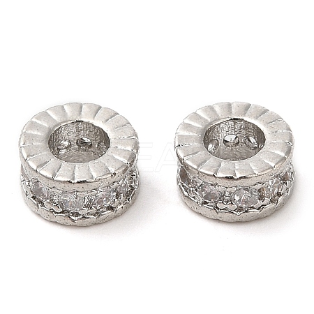 Rack Plating Brass Micro Pave Cubic Zirconia Beads KK-A186-03B-P-1