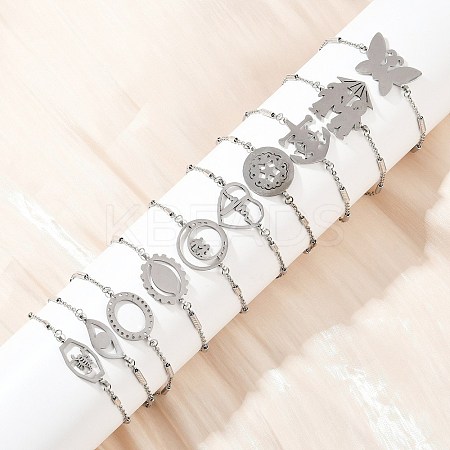 304 Stainless Steel Link Bracelets for Women BJEW-H208-01P-1