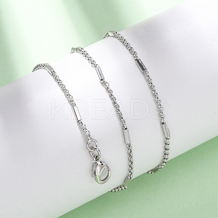 Brass Cuboid Link Rolo Chain Necklaces MAK-L045-02P-1