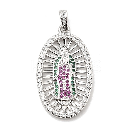 Religion Theme Brass Micro Pave Cubic Zirconia Pendants ZIRC-I032-71P-1