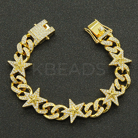 Alloy & Crystal Rhinestone Cuban Link Chain Bracelets for Men FS-WG45B08-01-1