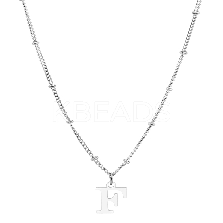 1Pc Brass Chain & 304 Stainless Steel Letter Pendant Necklaces NJEW-LP0001-35F-P-1