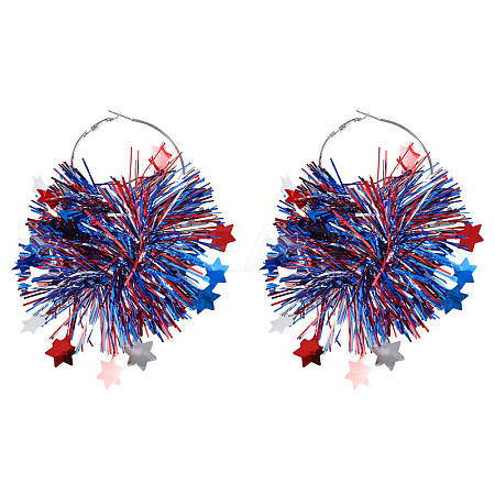 Independence Day Plastic Shiner & Alloy Hoop Earrings WG81119-03-1