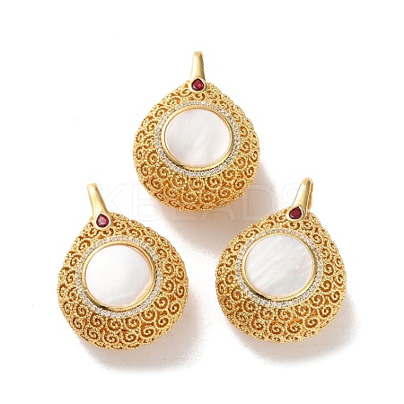 Rack Plating Brass Rd Cubic Zirconia Bead Cage Pendants LS-KK-K362-10G-1